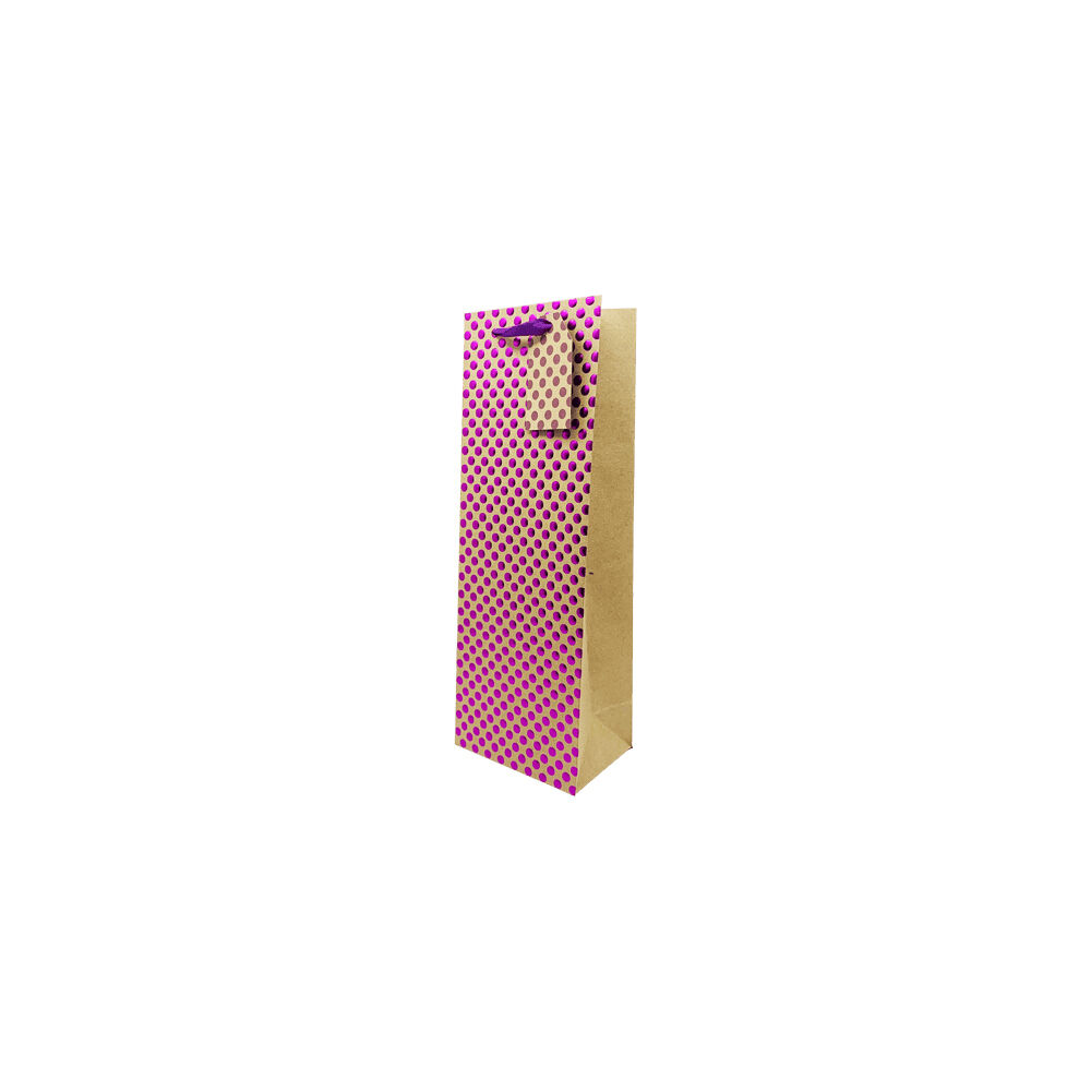 12pc Winex Wine Bottle Paper Bag Gift Wrapping Purple Dot