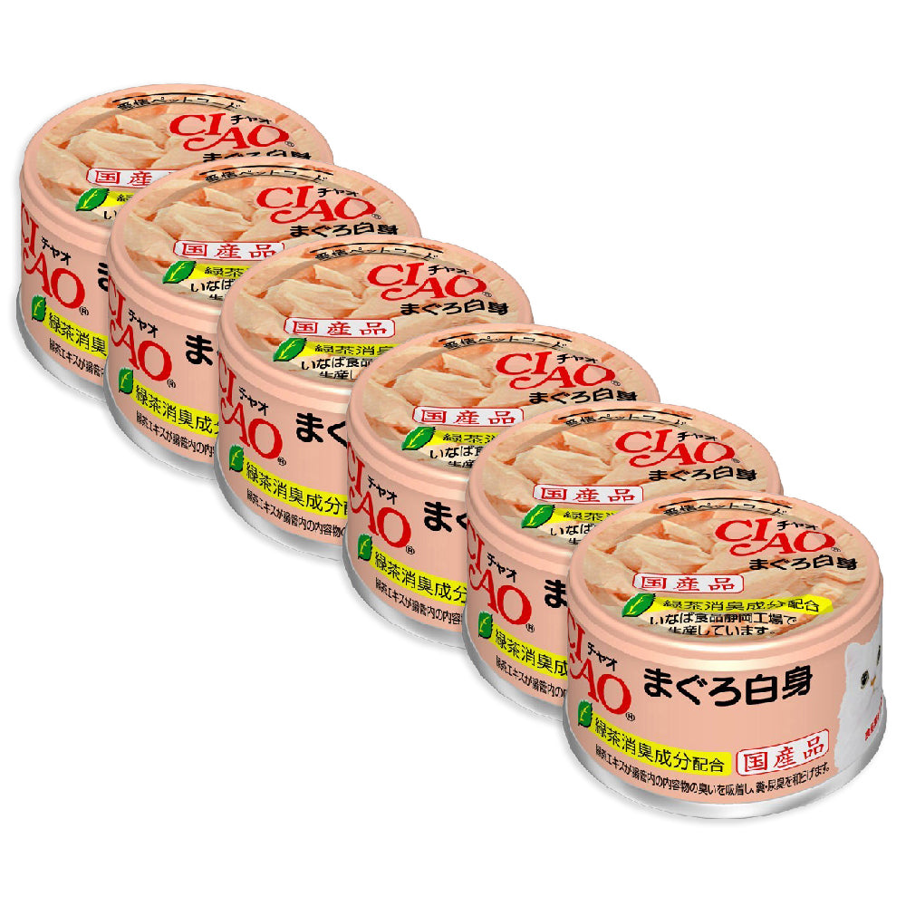 24PK Ciao 85g Tuna White Meat Can Cat/Kitten Pet Food Pack