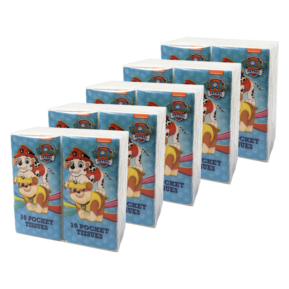 20 x10pc Paw Patrol Kids Pocket Travel Facial Tissues