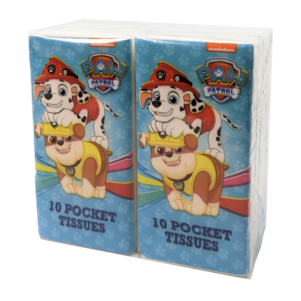 20 x10pc Paw Patrol Kids Pocket Travel Facial Tissues