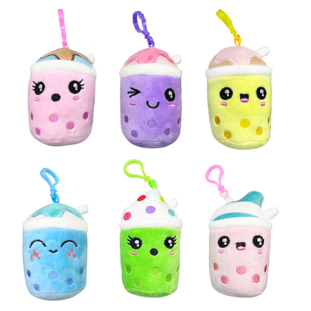 3PK Bensons Bubble Tea Backpack Clips Kids/Childrens Soft Plush Toy 0y+ Asstd
