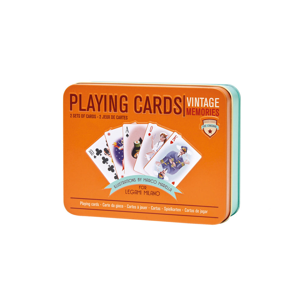 2PK Legami Playing Cards 2-Decks Play Set w/ Tin Case