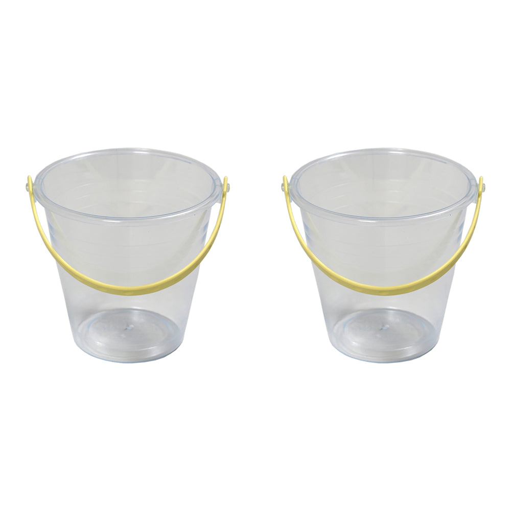 2x Plasto 15cm Small Transparent Bucket Sand Pit Toy Kids 1y+