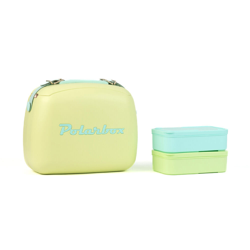 Polarbox Pop 6L Food Drink Carry Cooler Bag w/ 2 Containers 30x18x24cm Lime/Cyan