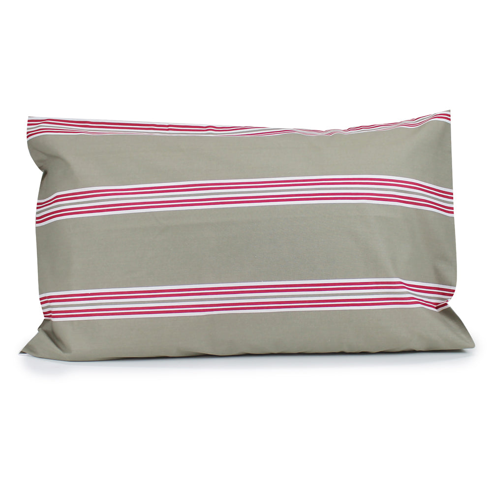 2PK Jason Commercial Hudson Stripe Pillow Case 48x73cm Almond Red Stripe