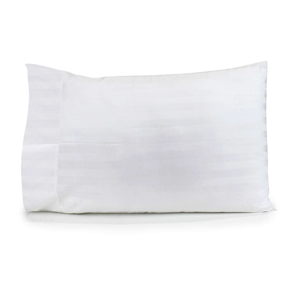 2PK Jason Commercial Satin Stripe Pillow Case with Cuff 48x73cm White