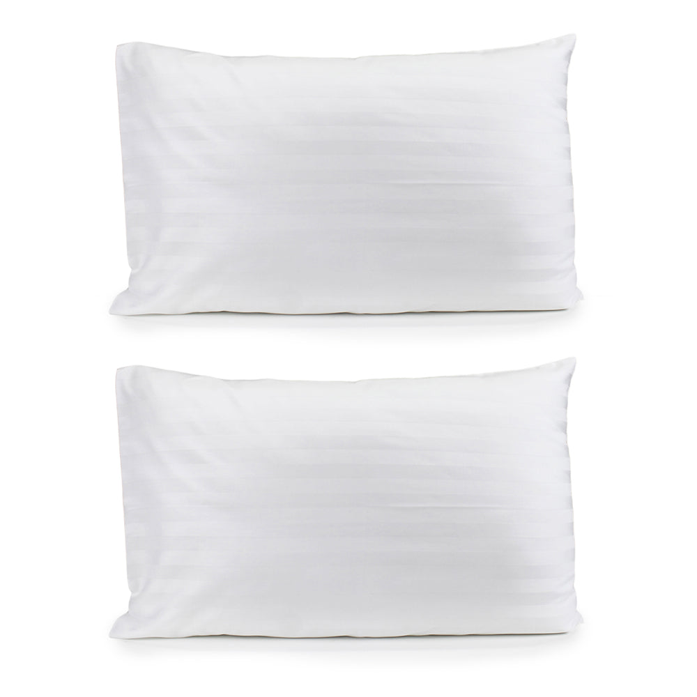 2PK Jason Commercial Satin Stripe Pillow Case 48x73cm White