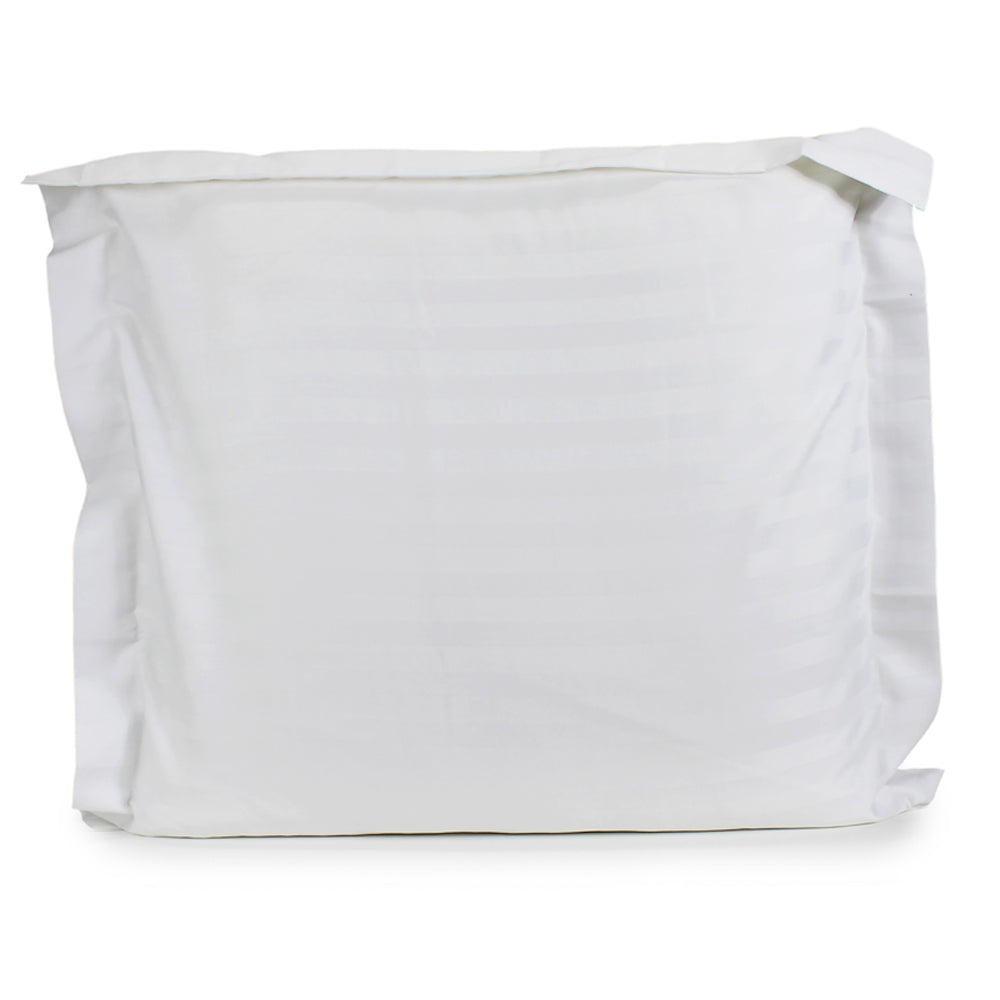 2PK Jason Commercial Satin Stripe Euro Pillow Case Tailored 65x65cm White