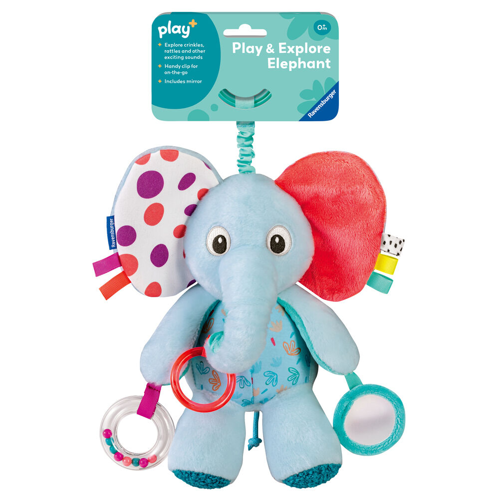 Play+ Play & Explore Elephant Plush/Rattle w/ Mirror Hanging Toy 0m+