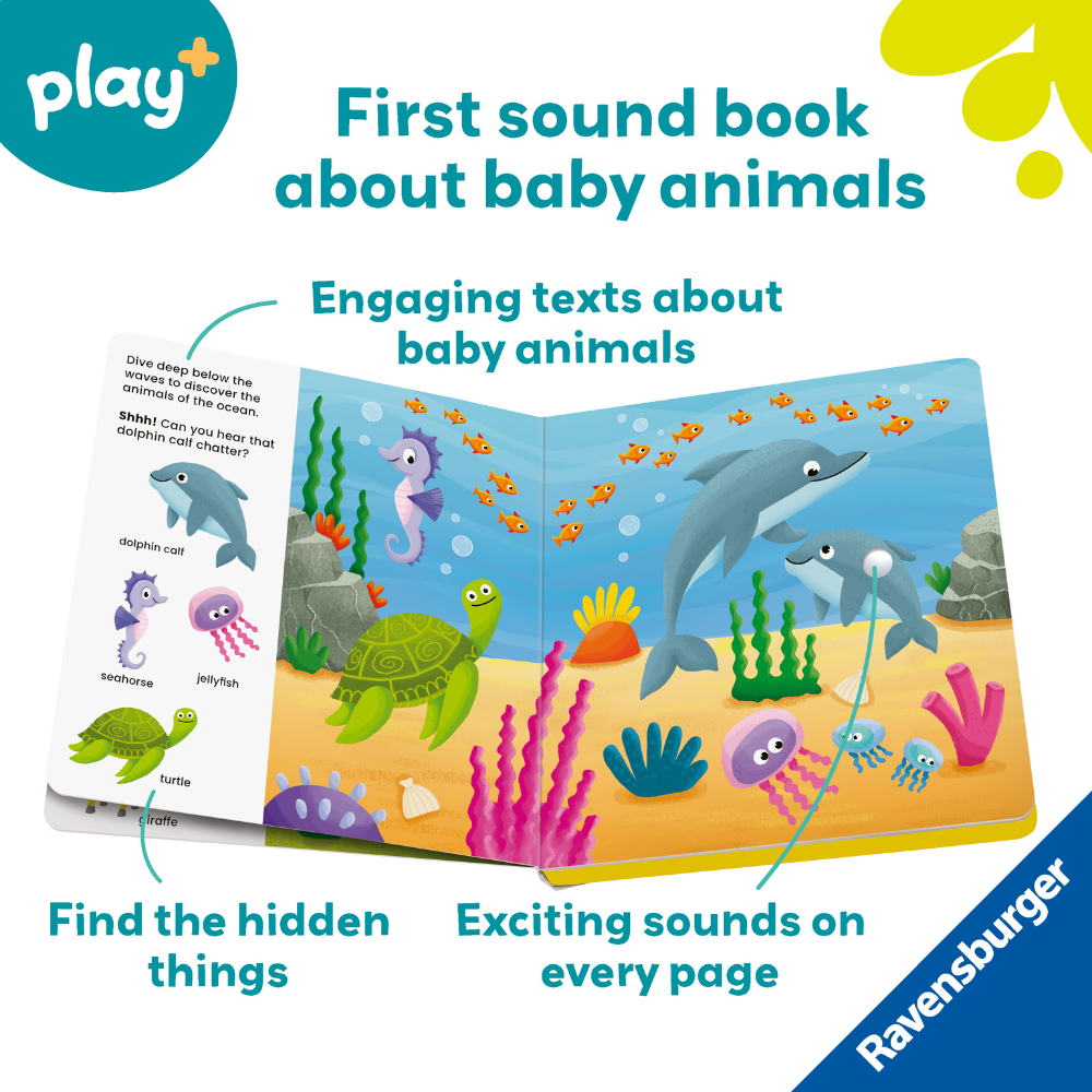 Play+ Shh Who's there Baby Animals Kids Sensory Book 1y+