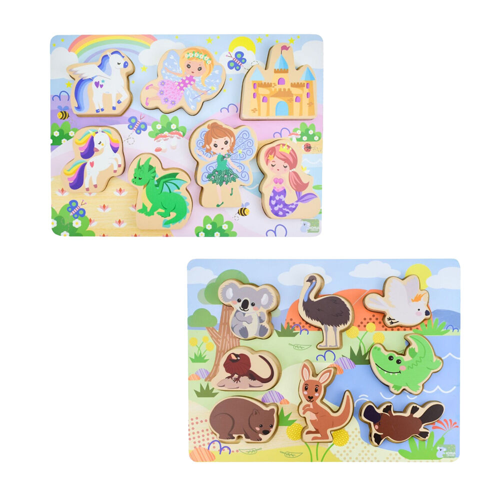 Koala Dream Aussie Animals & Fantasy Chunky Wooden Puzzle Set For 12 Months+