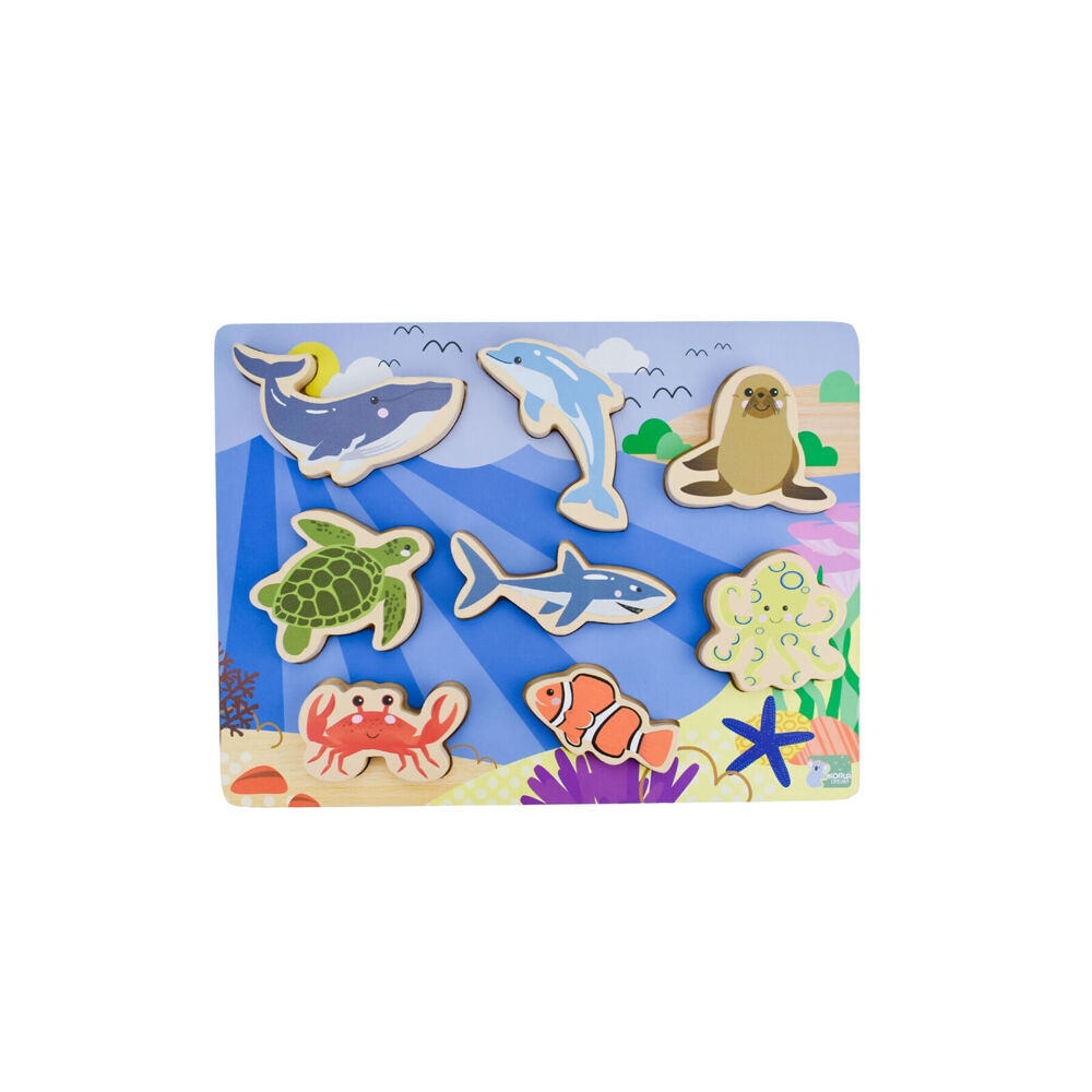 2x 8pc Koala Dream Sea Animals Wooden Chunky Puzzle/Toy 12m+