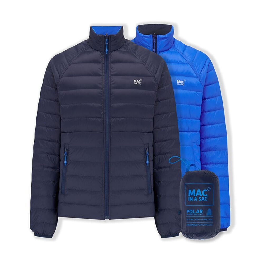 Mac In A Sac Adult Mens Polar Reversible Down Jacket - Navy/Saxe XXXL