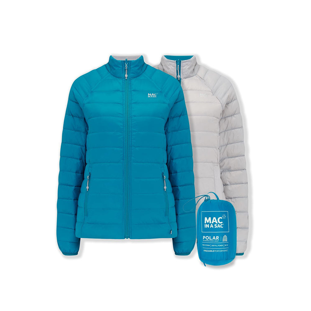 Mac In A Sac Adults Ladies Polar Reversible Down Jacket - Petrol/Grey - AU18