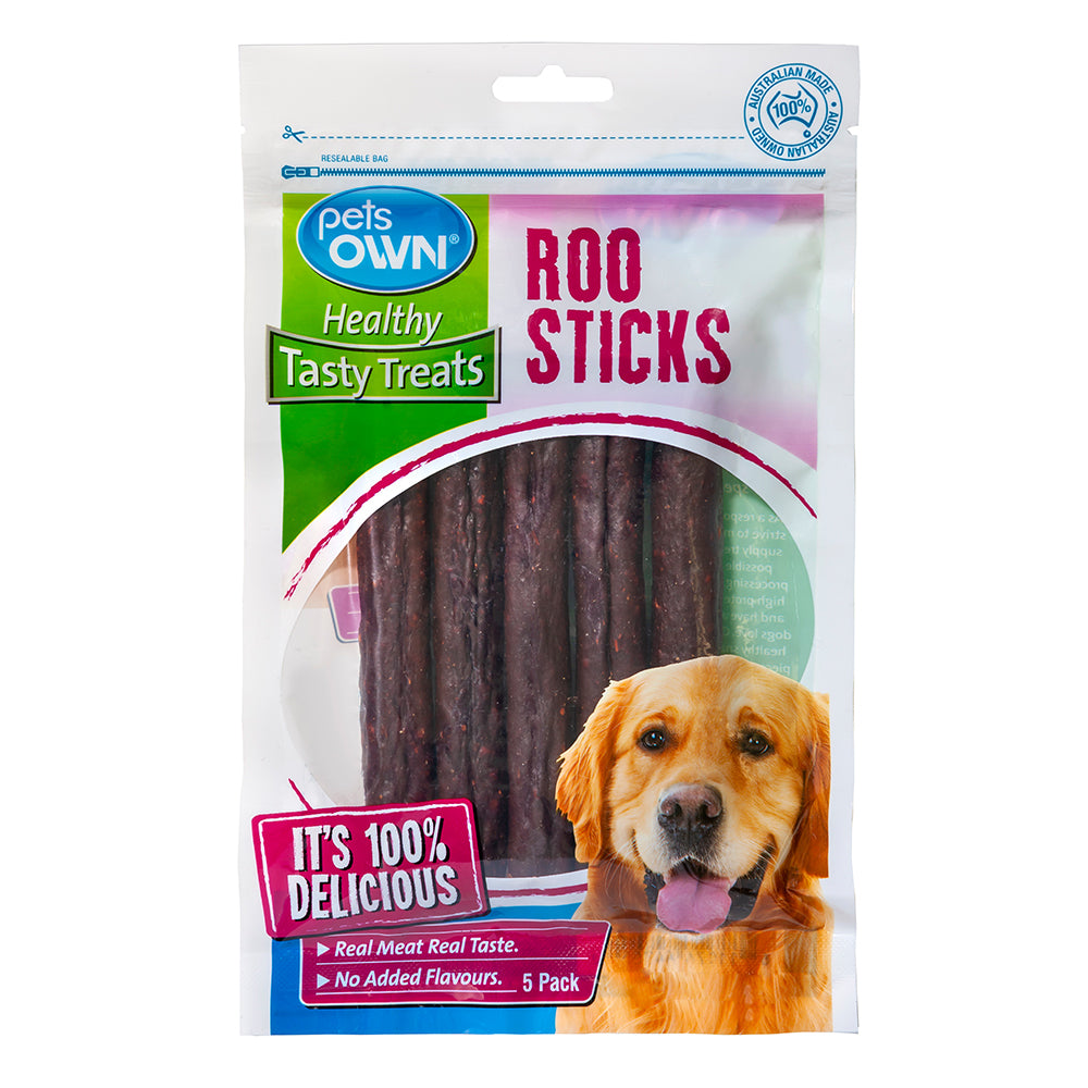 2x 5pc Pets Own Roo Sticks Healthy Tasty Dog Treats