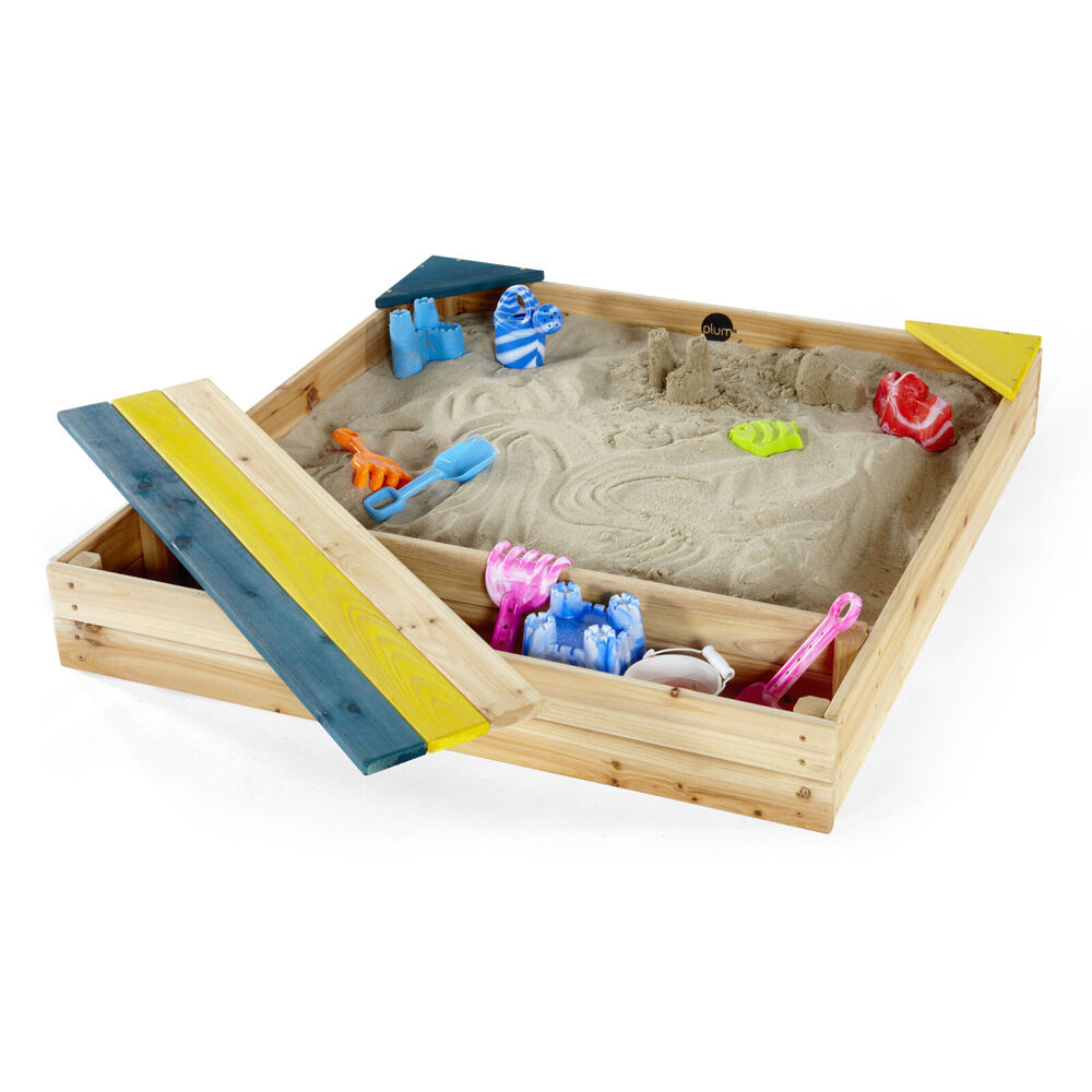 Plum Play Kids Outdoor Store-it Wooden Sand Pit and Storage Bench 18M+