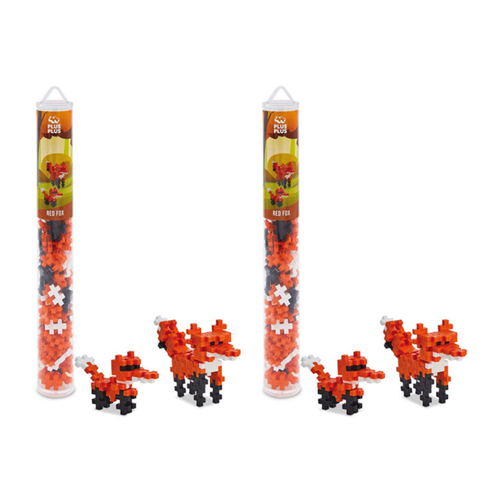 2PK 100pc Plus-Plus Red Fox Tube 2D Building Puzzle Toy 5y+