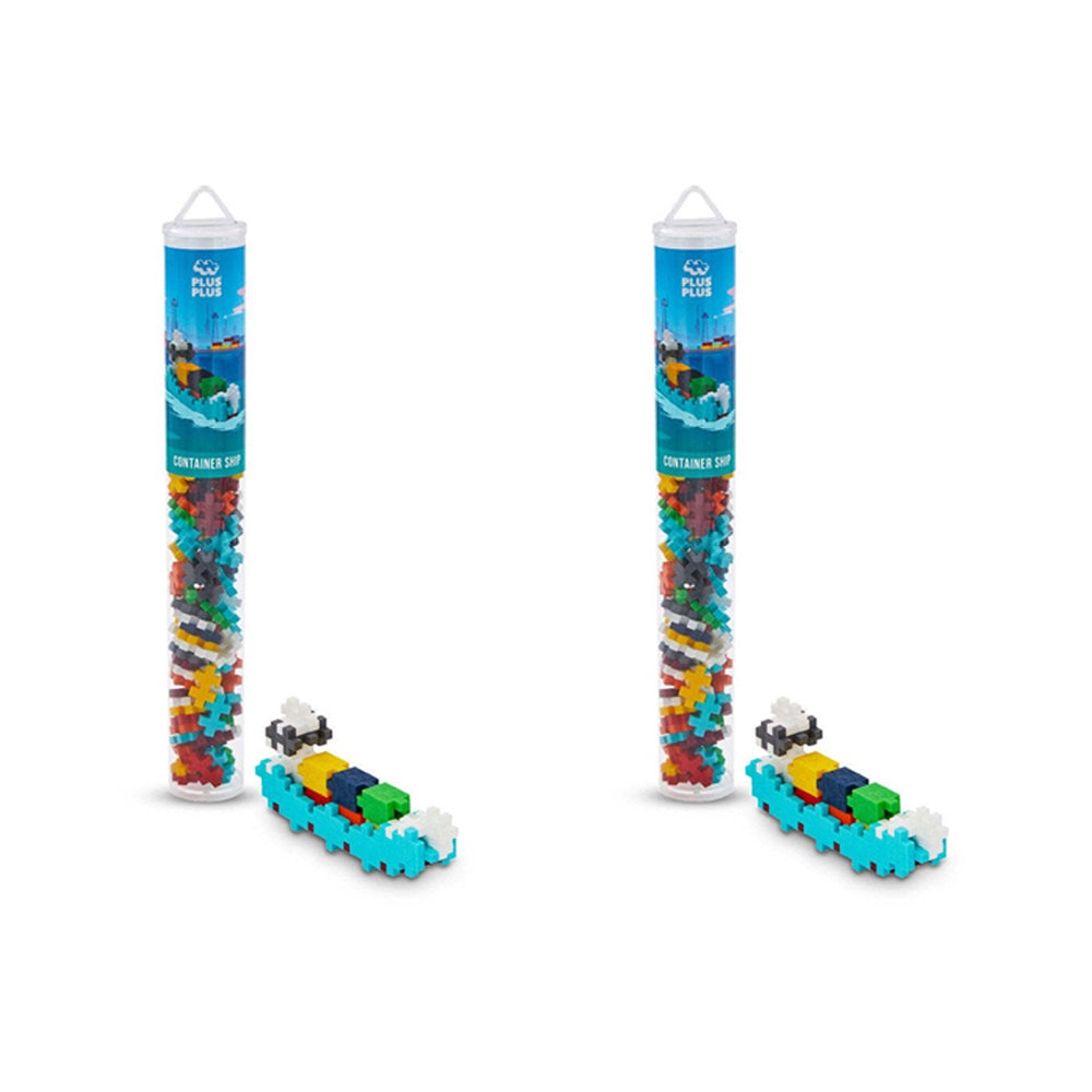 2PK 100pc Plus-Plus Tube Container Ship Build Puzzle Kids/Toddler Toy 5y+