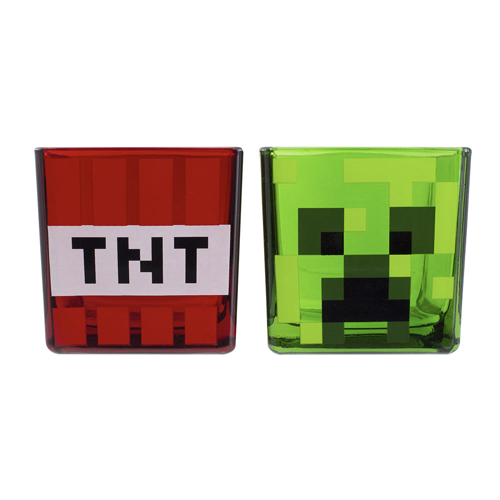 Minecraft Creeper & TNT Glass Tumblers Drinking Glasses