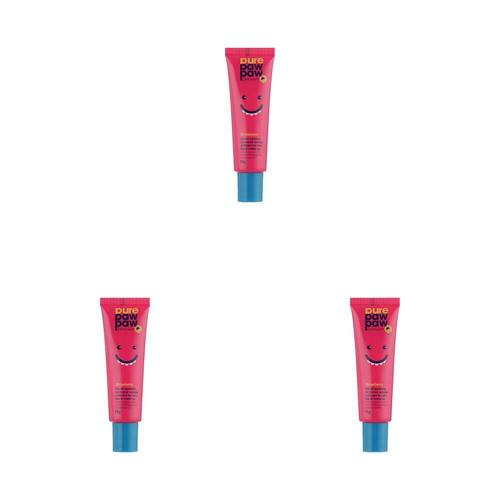 3PK Pure Paw Paw Ointment 15g Skin Ointment Lip Balm - Strawberry
