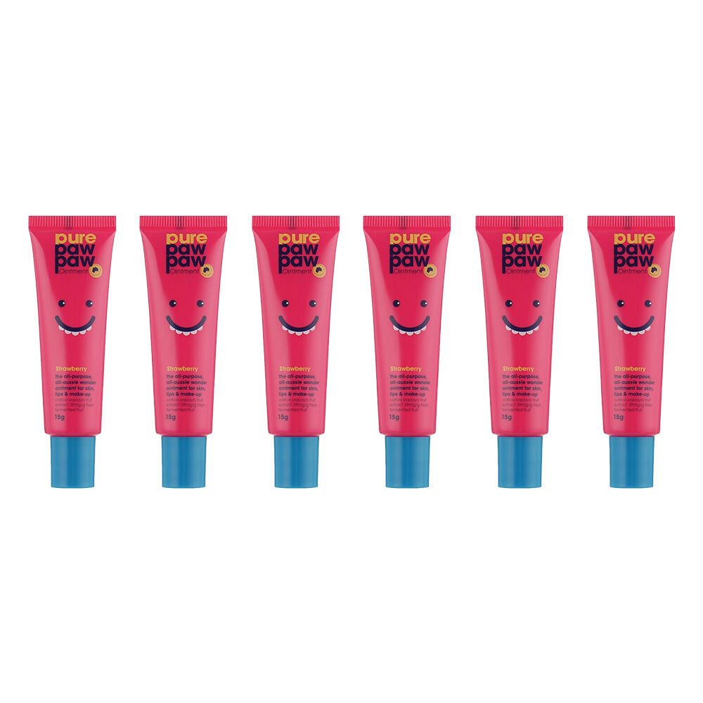 6PK Pure Paw Paw Ointment 15g Skin Ointment Lip Balm - Strawberry