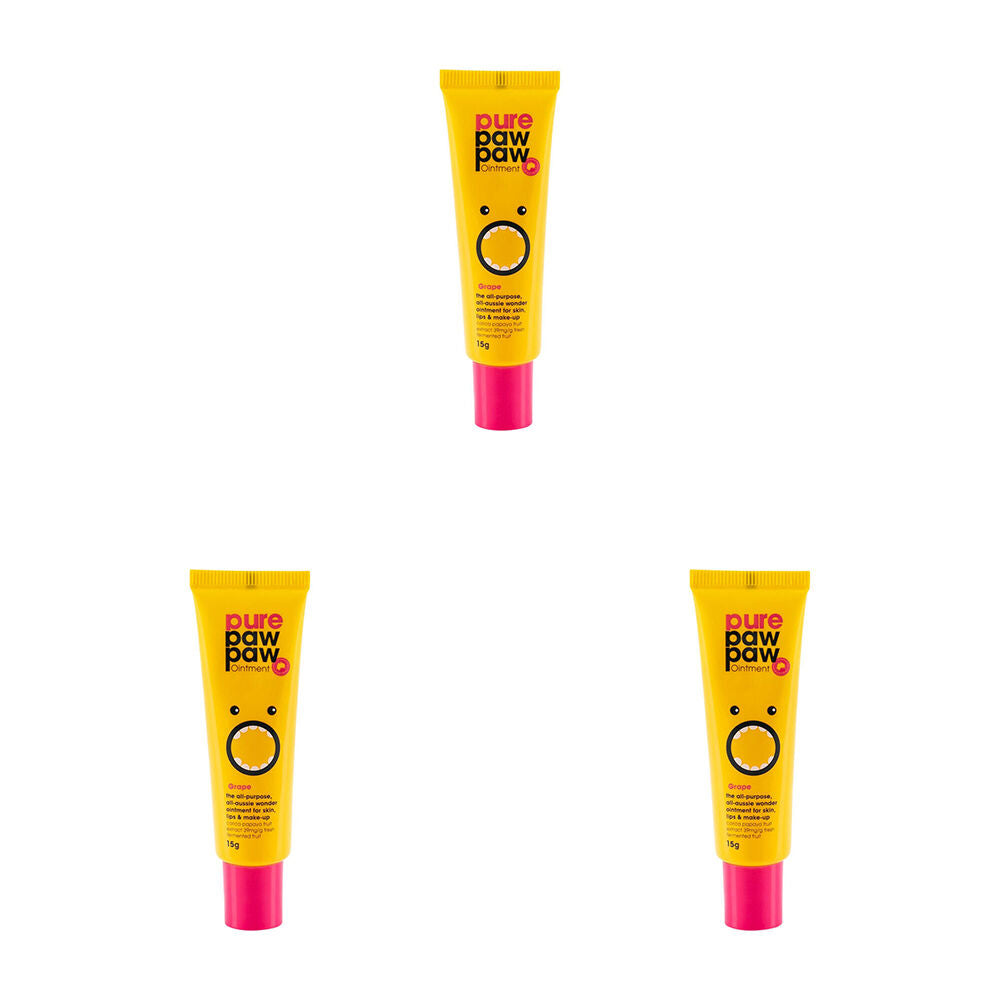 3PK Pure Paw Paw Ointment 15g Skin Ointment Lip Balm - Grape