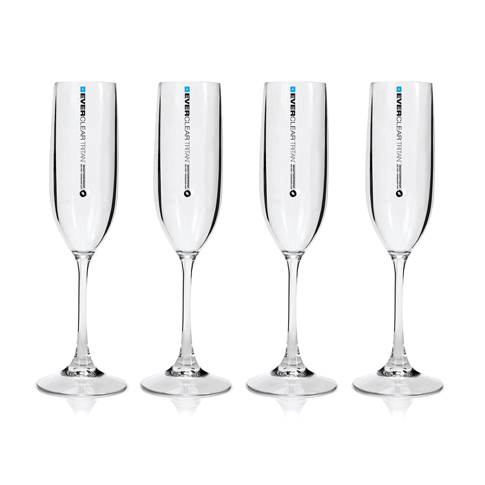 4pc Everclear Tritan Plastic Champagne Flute Drinkware Set 145ml - Clear