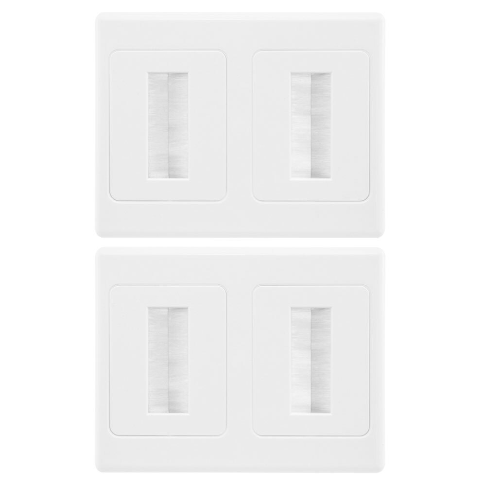 2PK Dual Wall Plate Brush Wallplate Outlet Cover for Cable Lead Organiser