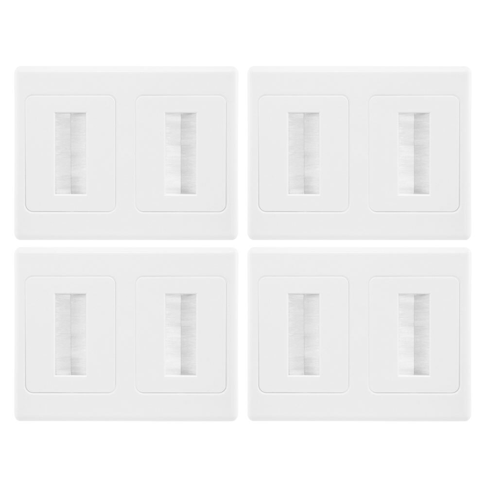 4PK Dual Wall Plate Brush Wallplate Outlet Cover for Cable Lead Organiser