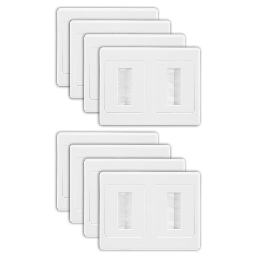 8PK Dual Wall Plate Brush Wallplate Outlet Cover for Cable Lead Organiser