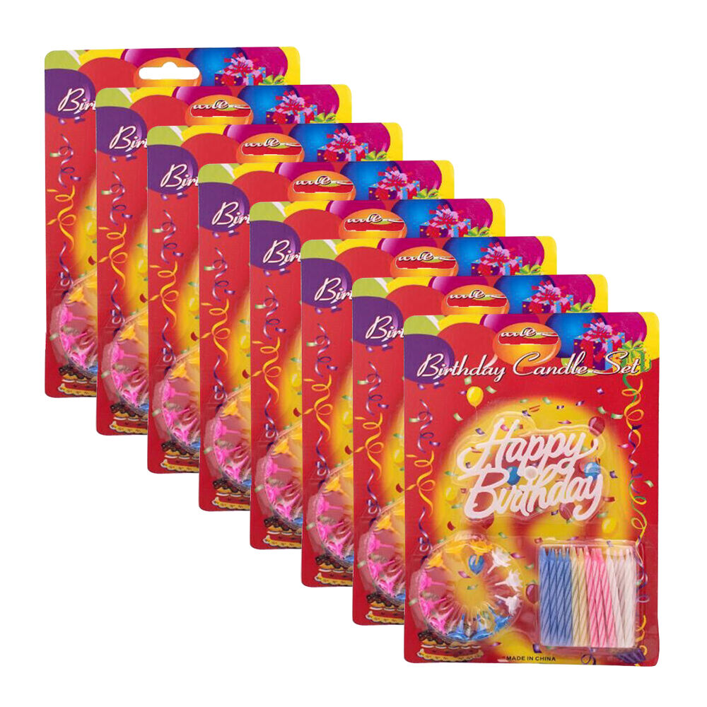 8x Happy Birthday Candles Set Colourful Cake Cupcake Topper Party Decoration