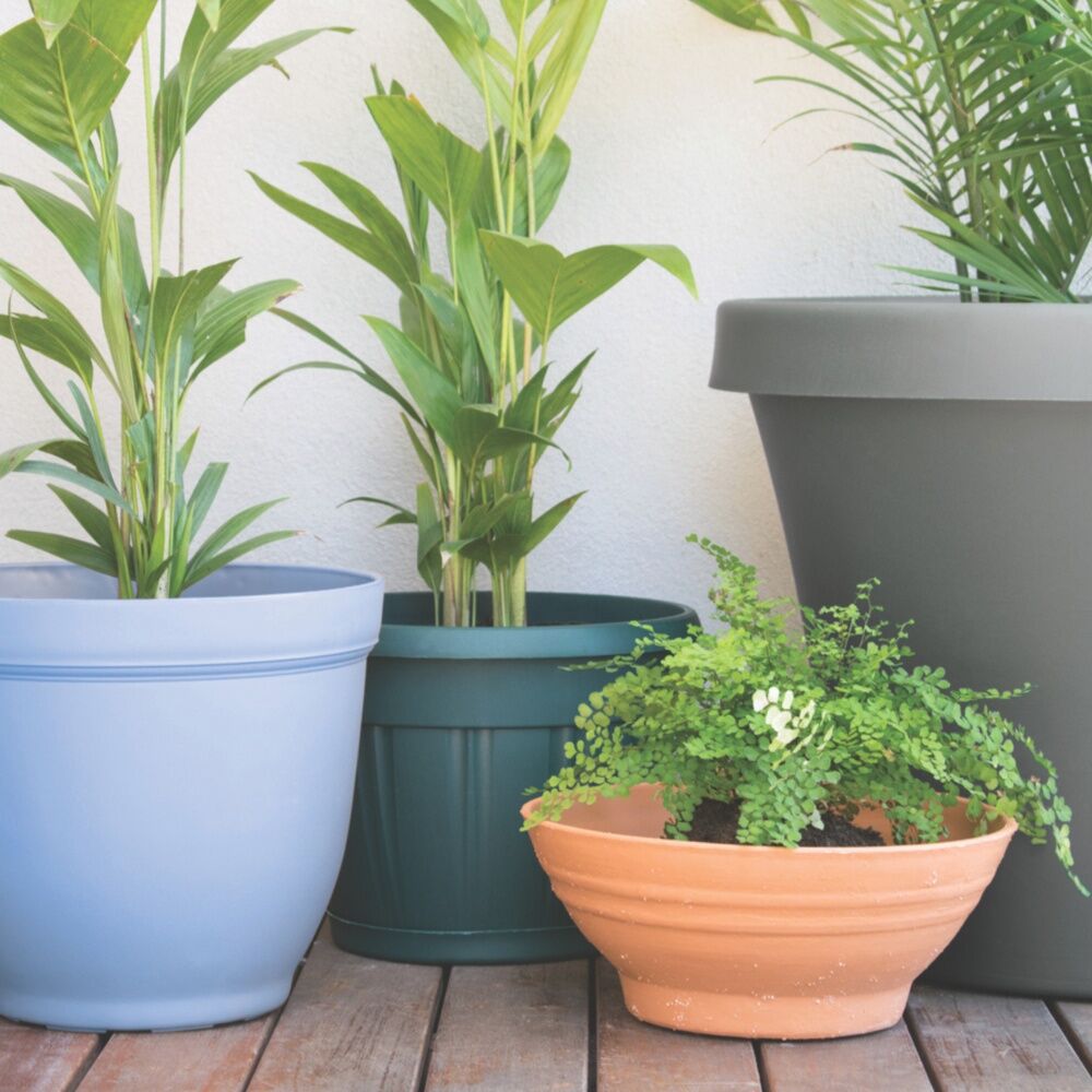 2PK Homeleisure Pot & Saucer 425mm Green Outdoor Garden