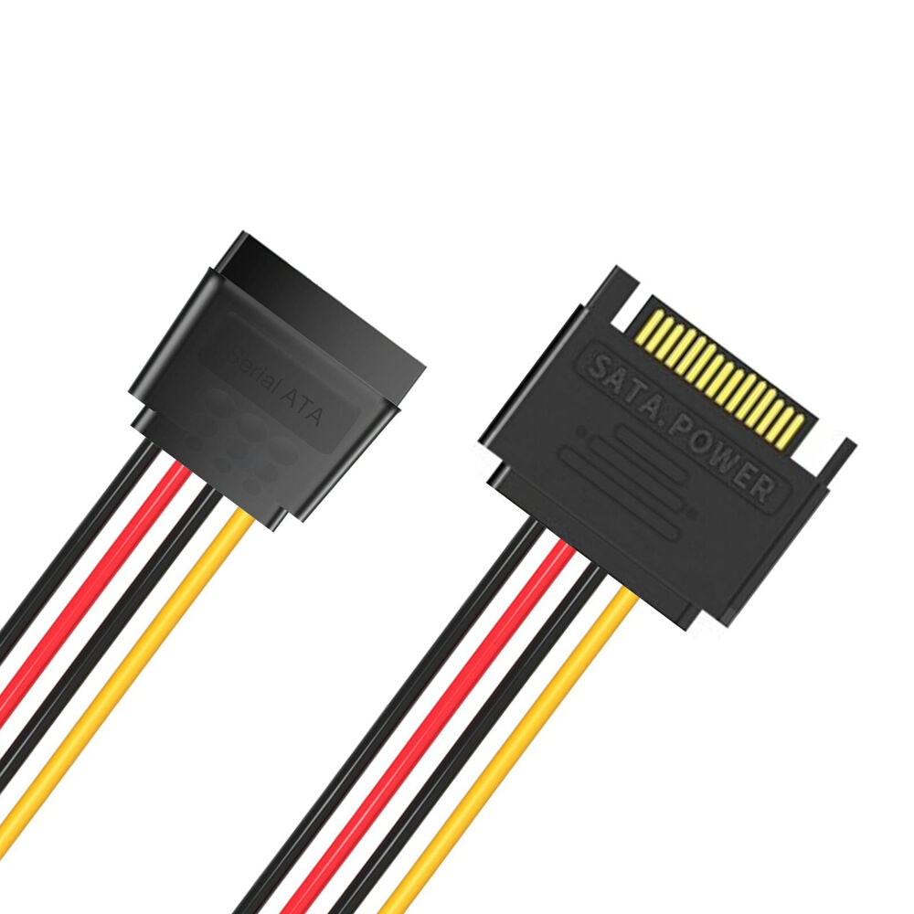 12PK Cruxtec SATA Power Extender Cable 15pin Male to Female 20cm Black