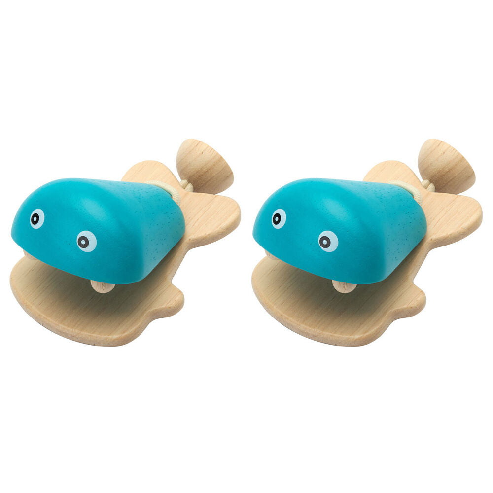 2PK PlanToys Fish Castanet Kids Wooden Musical Toy Blue 12m+