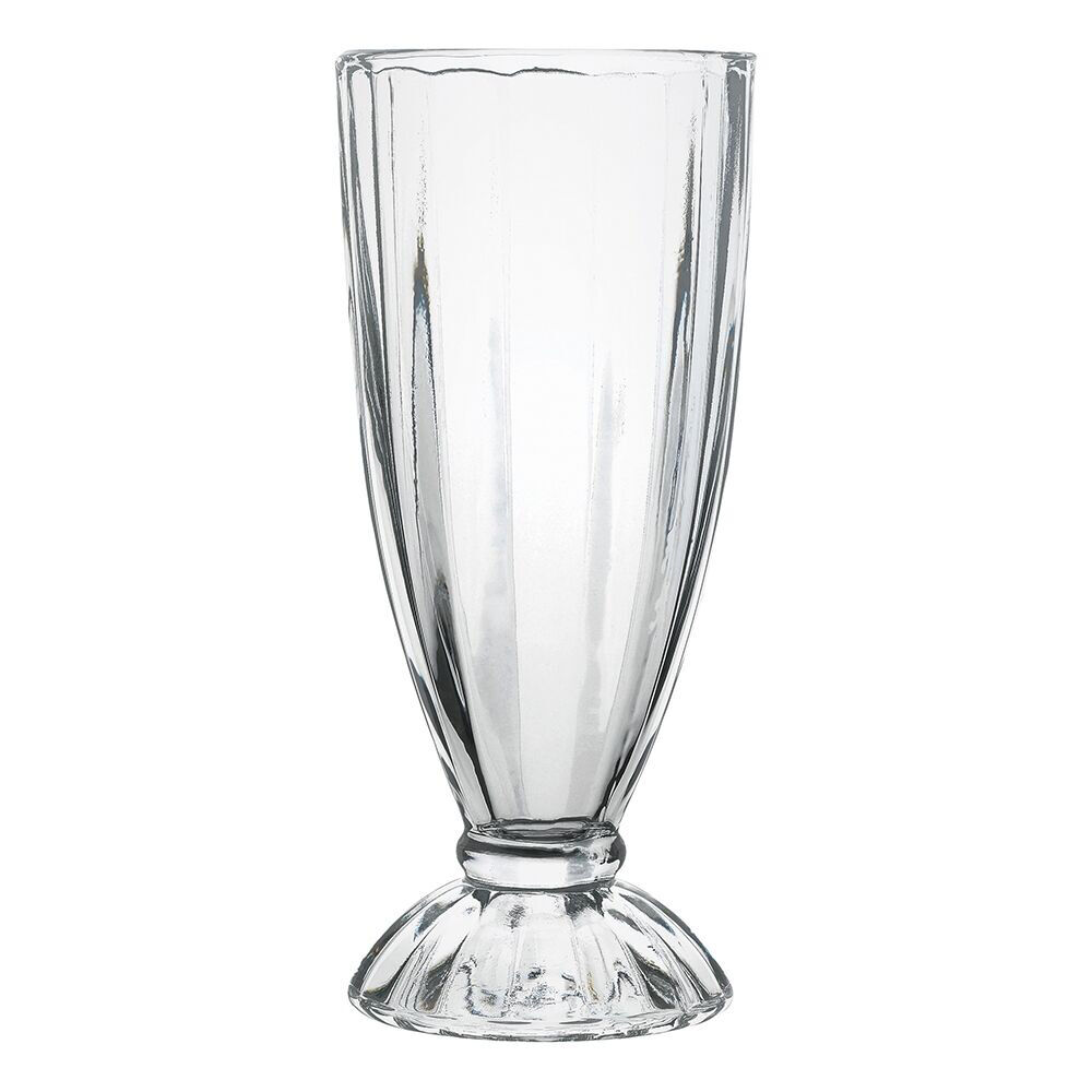 4pc Porto Soda Lime Glass Dessert Milkshake Glasses Set 340ml Clear