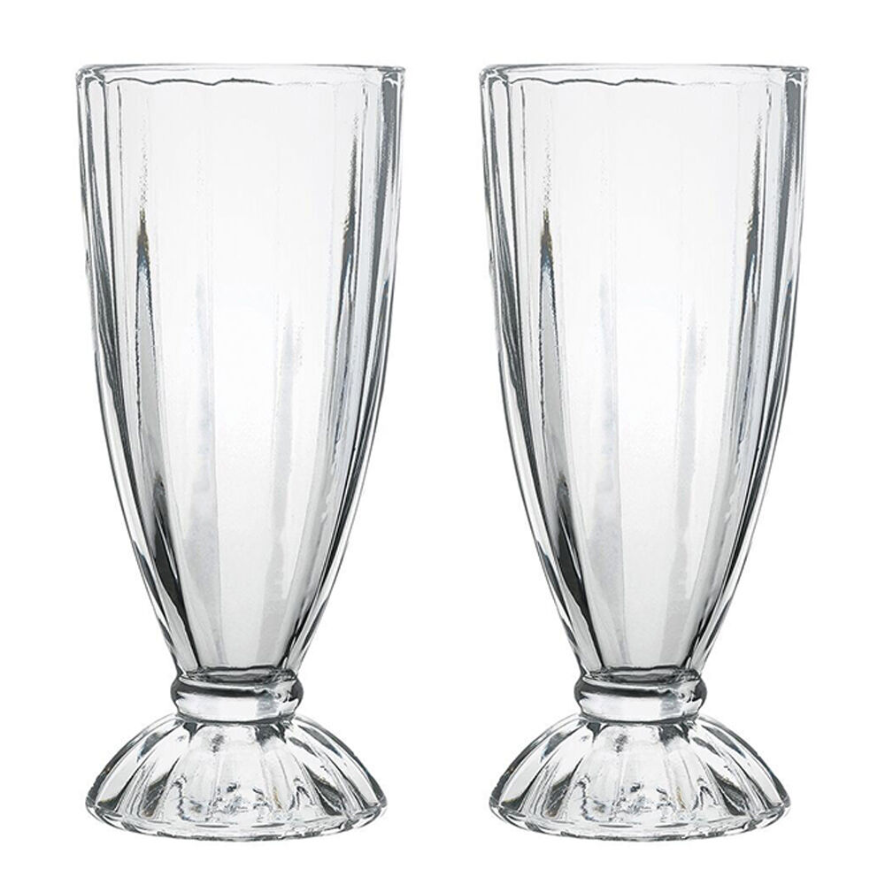 2x 4pc Porto Soda Lime Glass Dessert Milkshake Glasses Set 340ml Clear