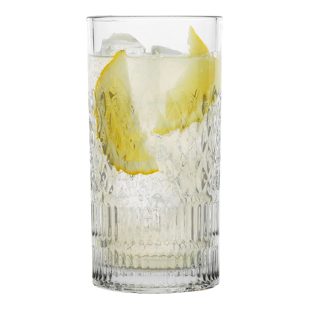 6pc Porto Addison Soda Lime Glass Hi Ball Tumblers Set 350ml Clear