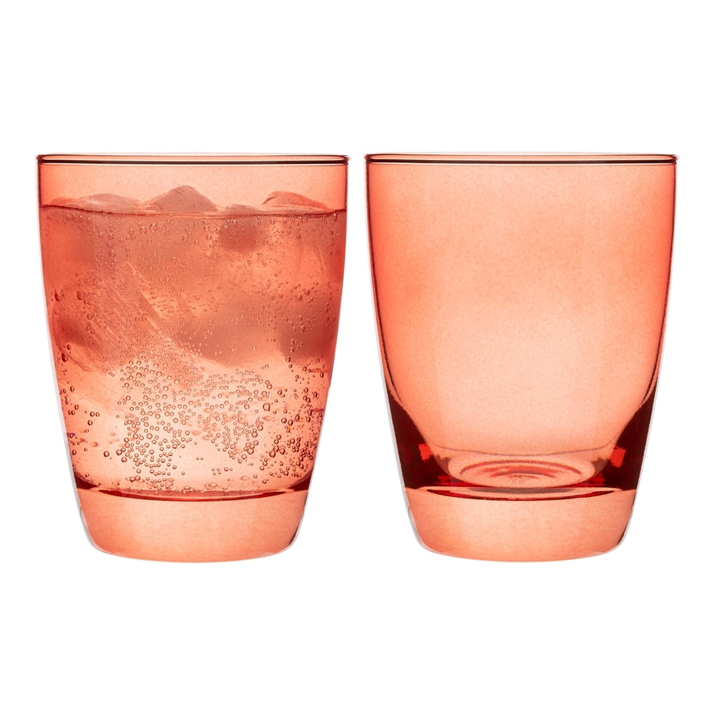 6pc Porto Estelle 300ml Glass Tumbler Cup Set Round - Pink