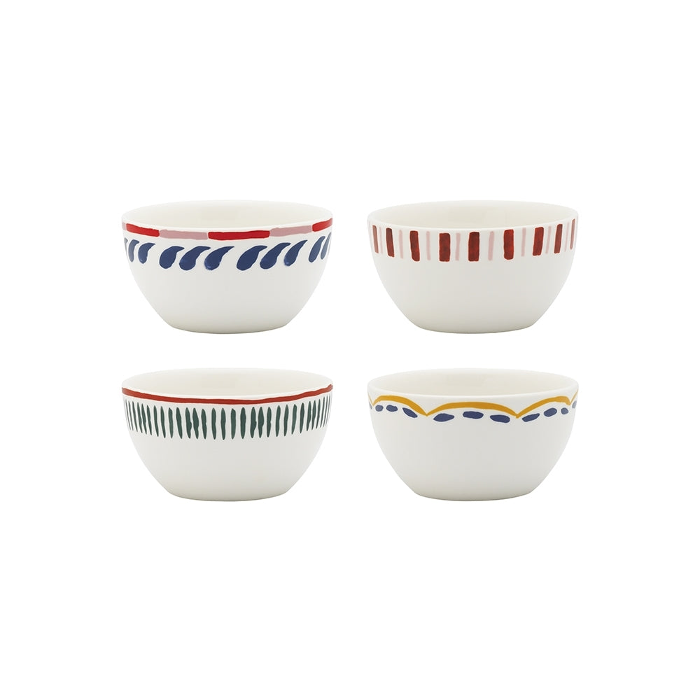 4pc Porto Cucina 11cm Porcelain Dip Bowl Set Round