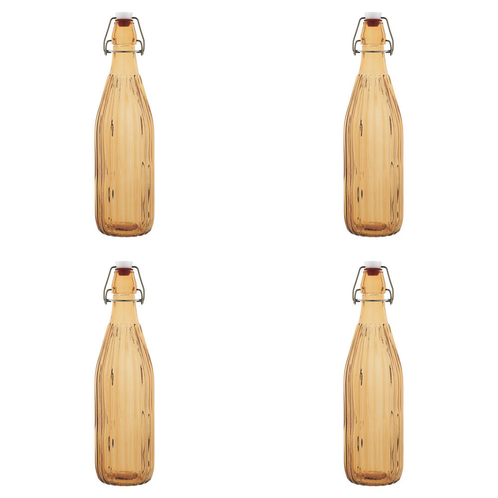 4PK Porto Pop Soda Lime Glass Bottle 30.5cm/900ml - Groove Tangerine