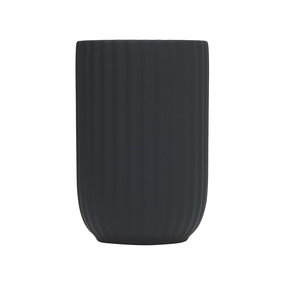 3PK Porto Soho Ceramic Tumbler Cup Bath Organiser 12x8cm - Black