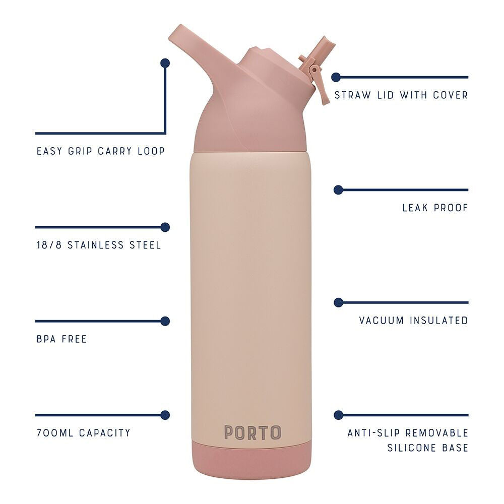 Porto Atlas Vacuumed Insulated Water Bottle 700ml Pink