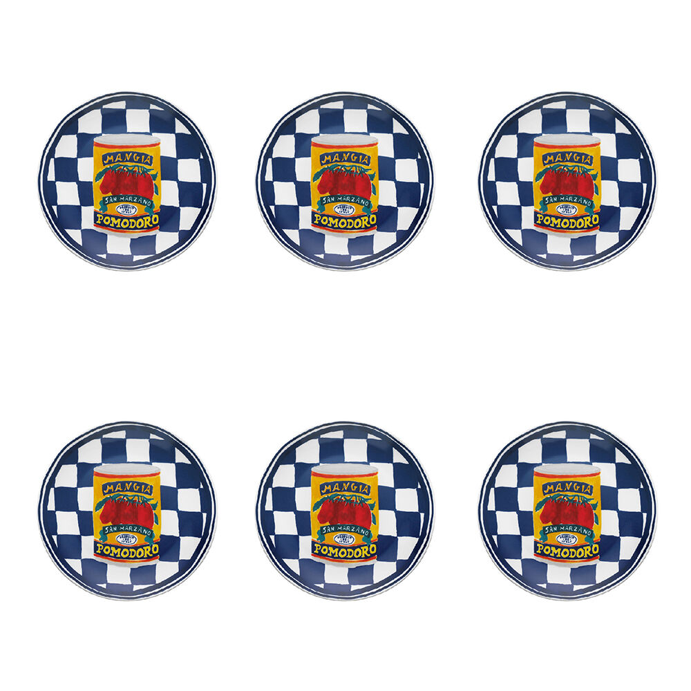 6PK Porto Valentina Porcelain Round Side Plate Tinned Tomato 20cm