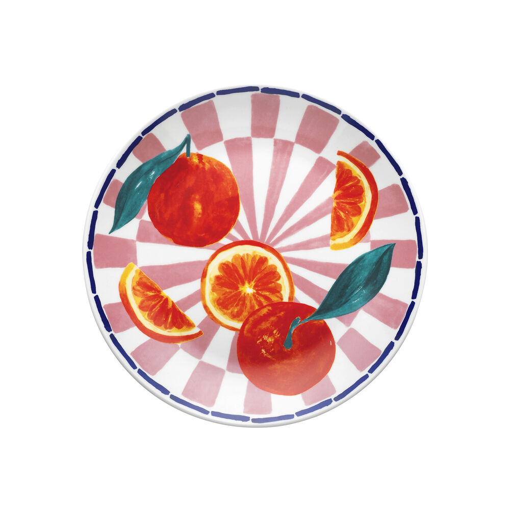 6PK Porto Valentina Porcelain Round Side Plate Tangerine 20cm