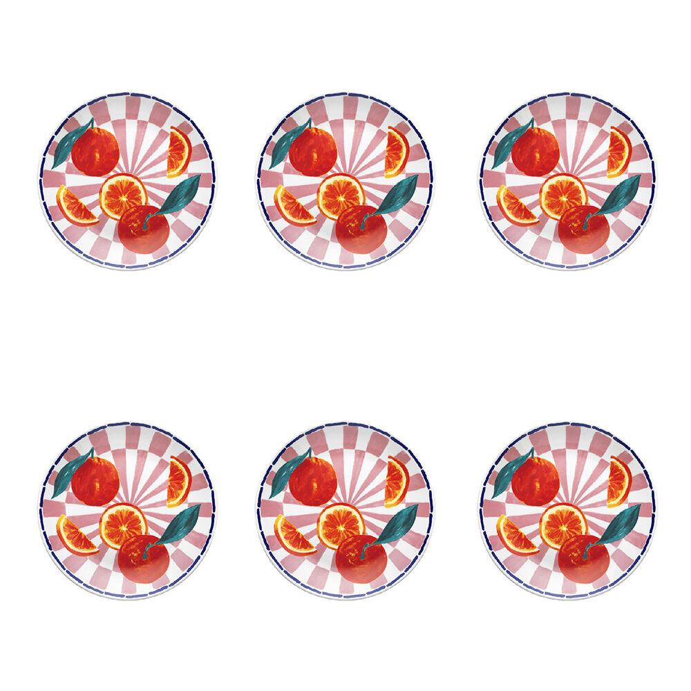 6PK Porto Valentina Porcelain Round Side Plate Tangerine 20cm