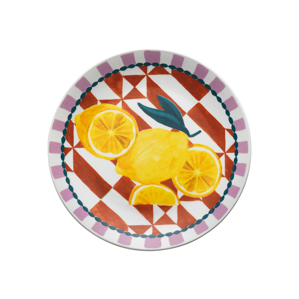 6PK Porto Valentina Porcelain Round Side Plate Lemon 20cm