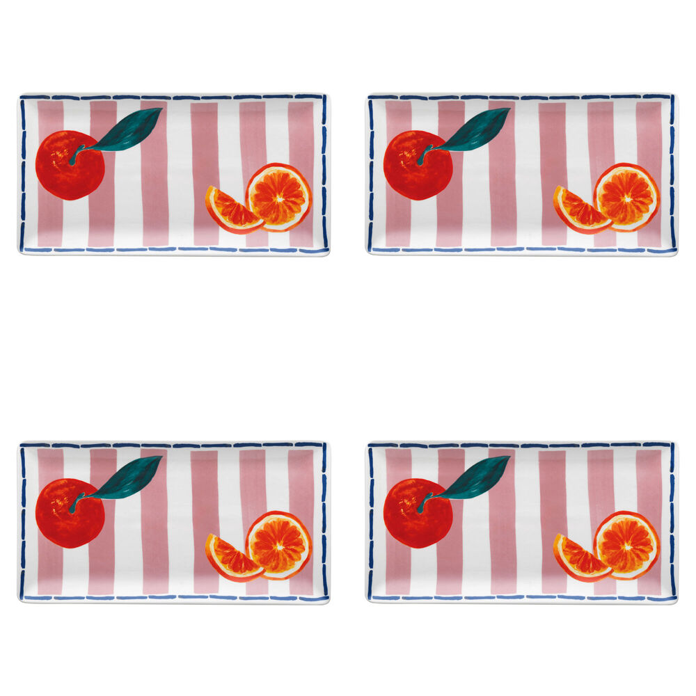 4PK Porto Valentina Porcelain Rectangle Serving Platter 29.5cm Tangerine