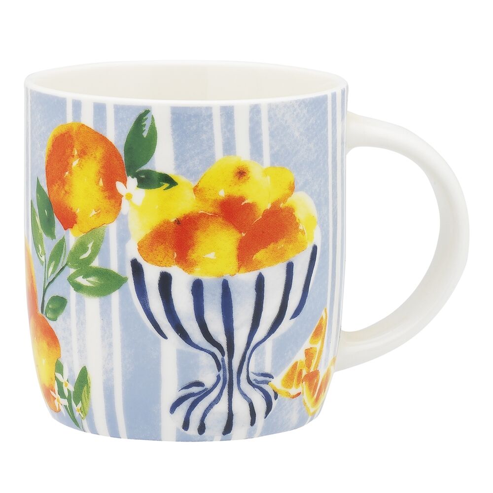 4pc Porto Porcelain Positano Mugs Drinking Cups 330ml Assorted Designs