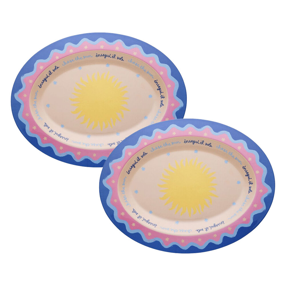 2PK Porto Sole Outdoor Entertaining Oval Serving Platter 45.7cm Multi-Coloured