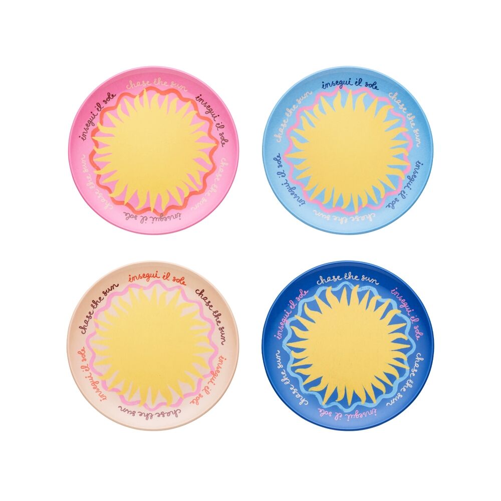 4pc Porto Sole Outdoor Entertaining Side Plates 20.5cm Blush, Sea, Indigo, Pink